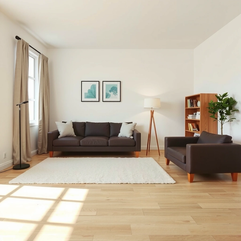 Before cleaning - cluttered living room